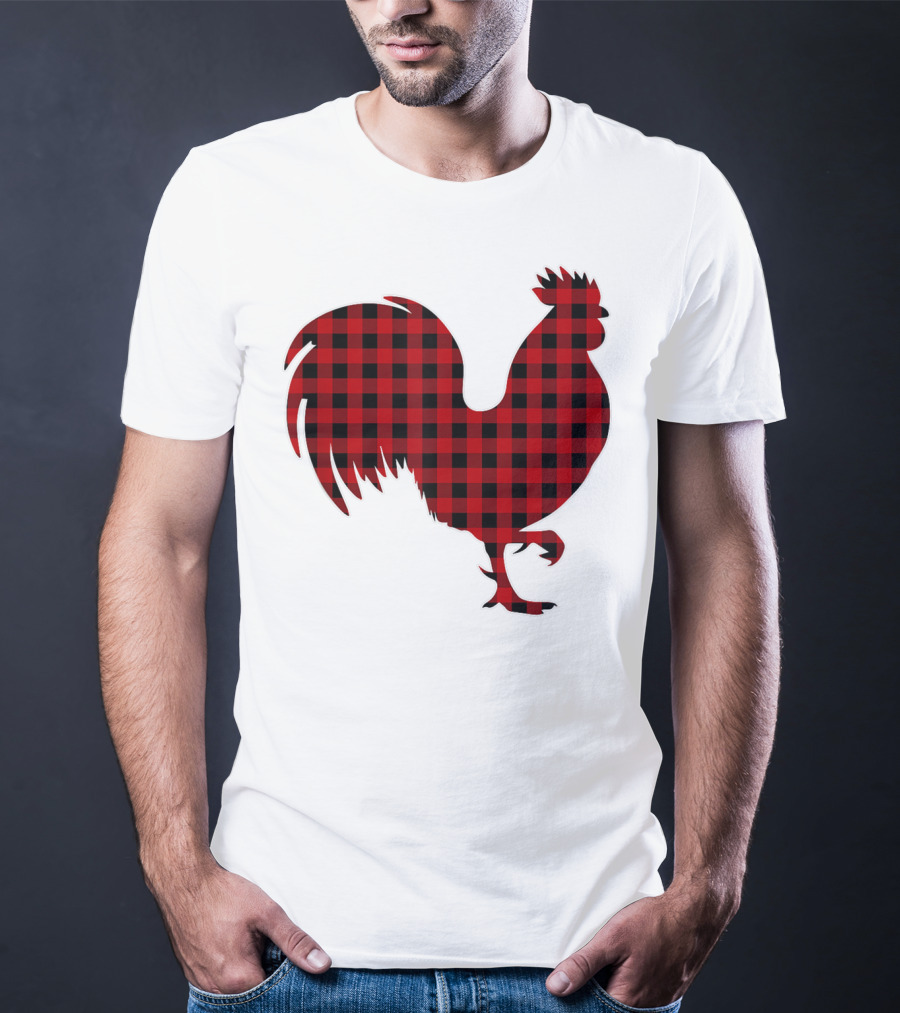 Rooster Red Plaid Buffalo Check T-Shirt