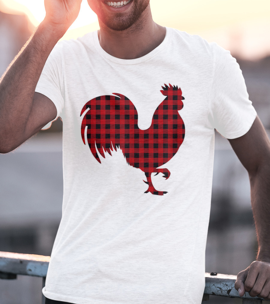 Rooster Red Plaid Buffalo Check T-Shirt
