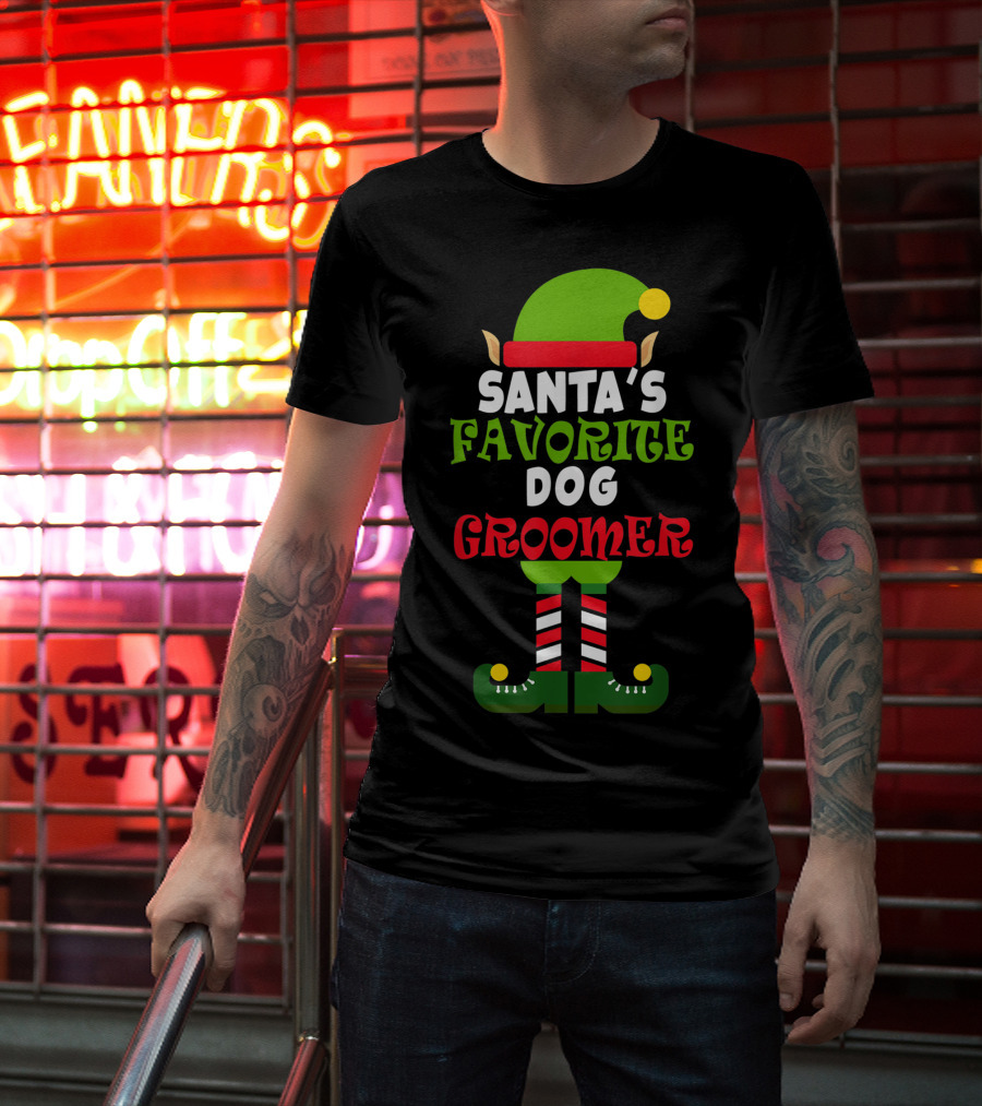 Santa's Favorite Dog Groomer Elf Costume T-Shirt