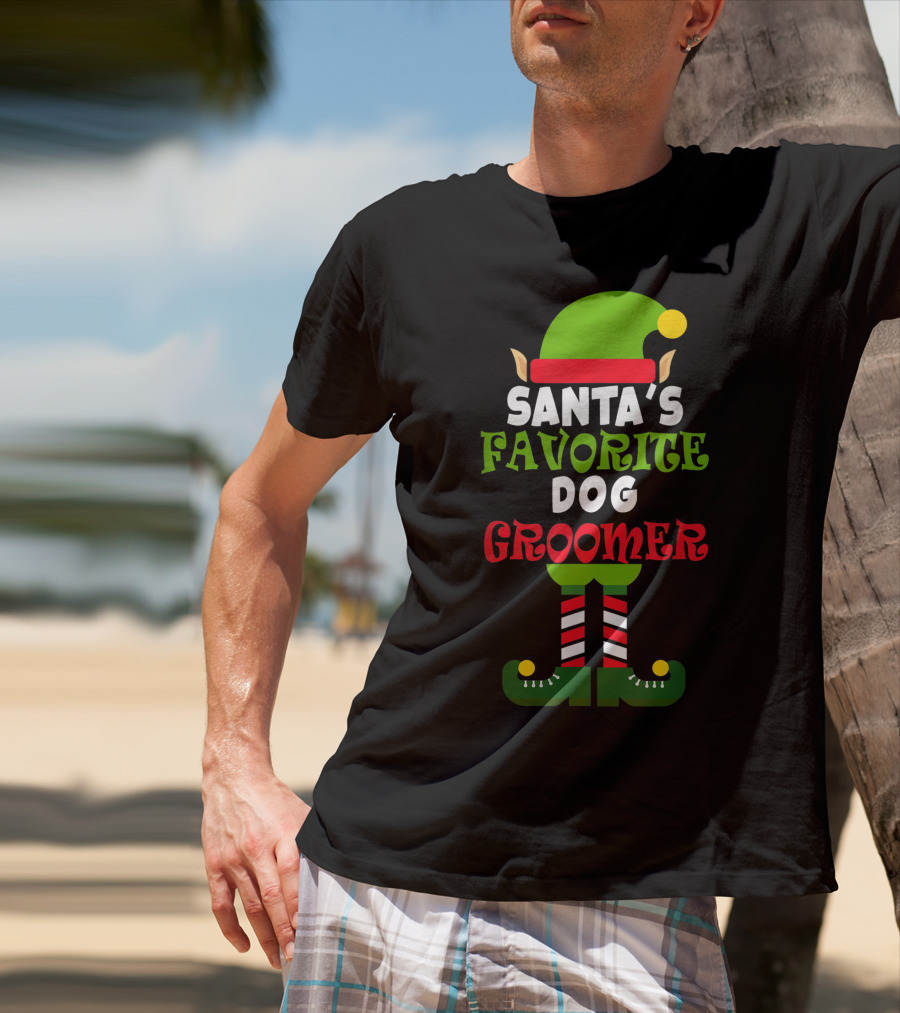Santa's Favorite Dog Groomer Elf Costume T-Shirt