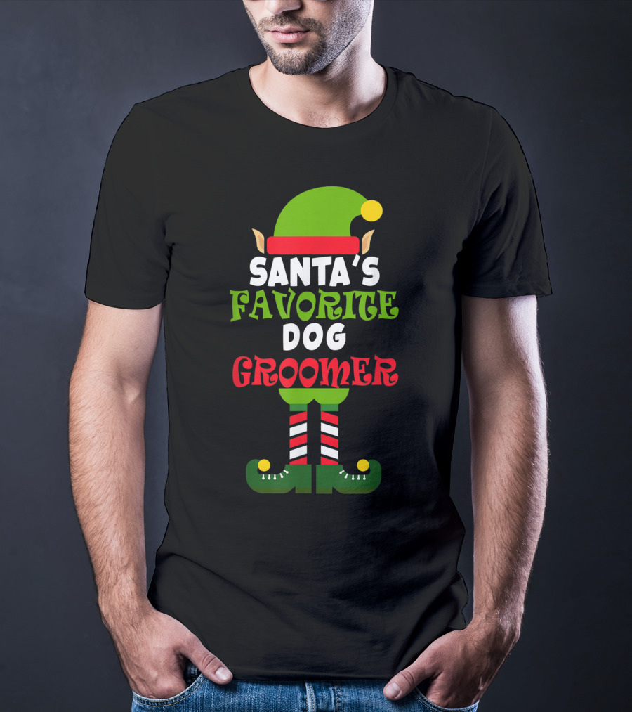Santa's Favorite Dog Groomer Elf Costume T-Shirt