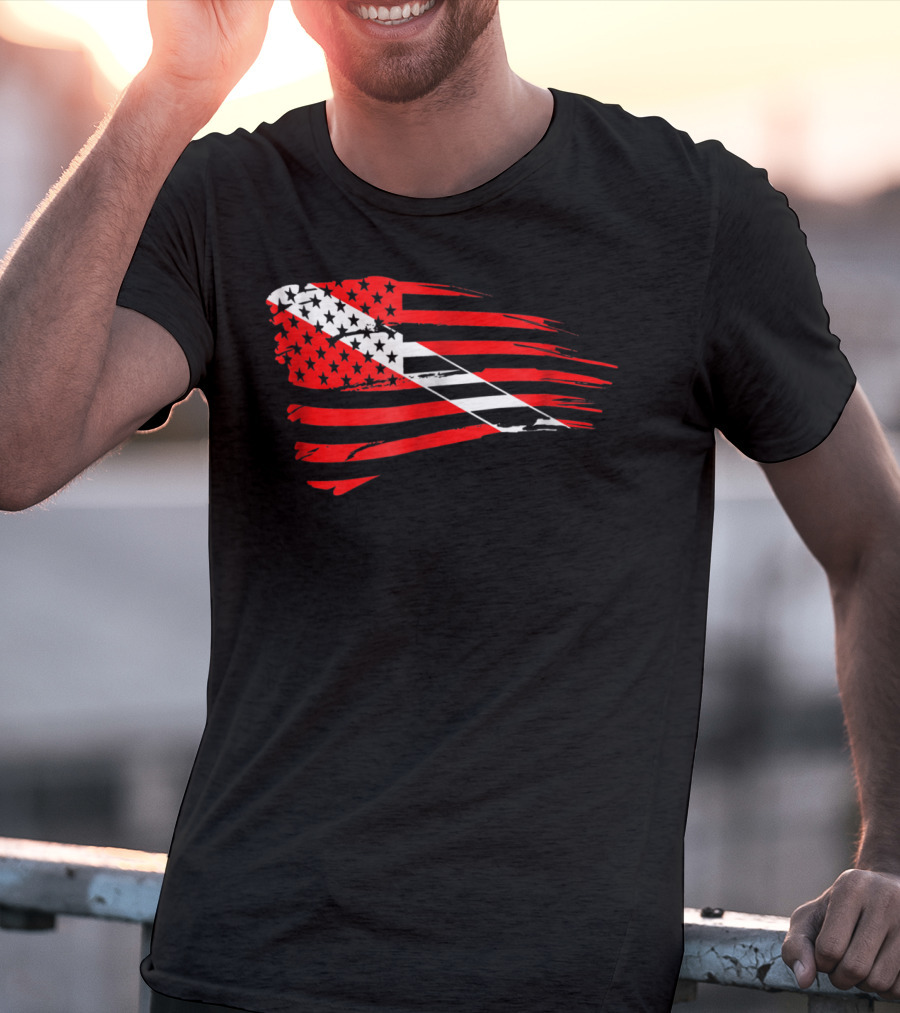 American Flag Scuba Diving Dive Flag Patriotic T-Shirt