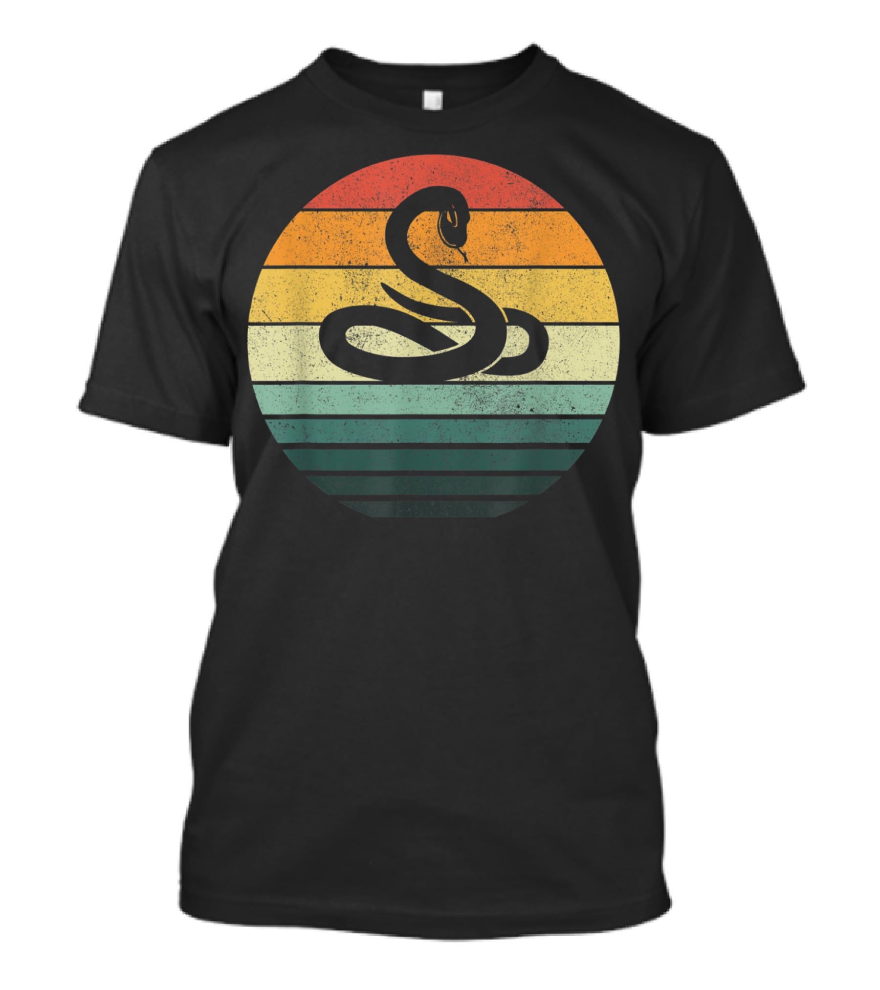 Vintage 70s Snake Sunset Nature Retro Stripes T-Shirt