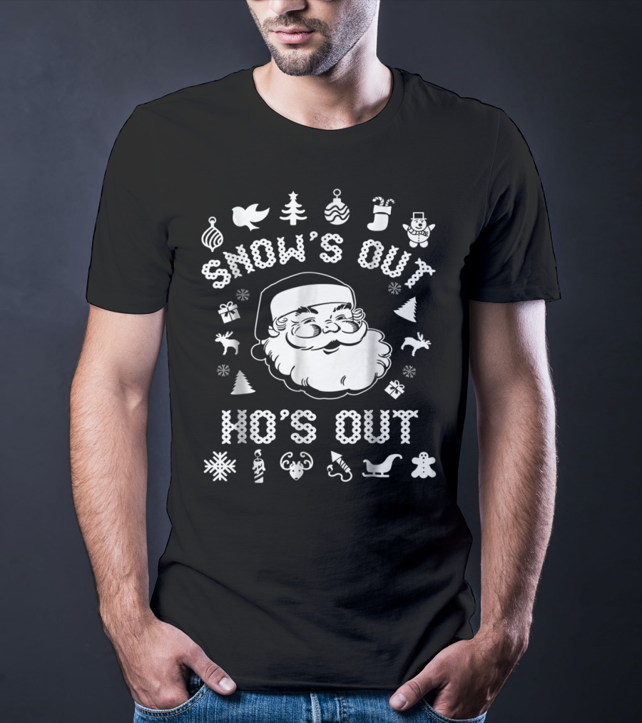 Snow's Out Ho's Out Funny Santa Christmas Holiday Icons T-Shirt