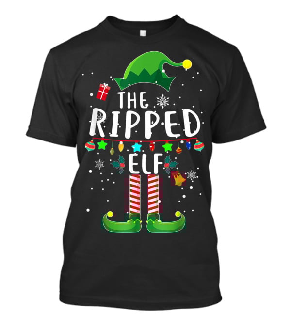 The Ripped Elf Christmas Family Fun Matching T-Shirt