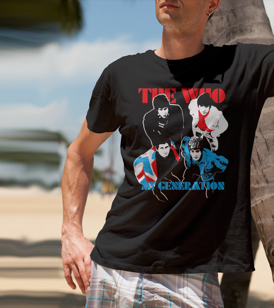 The Who My Generation Band Members With Union Jack Flag T-Shirt