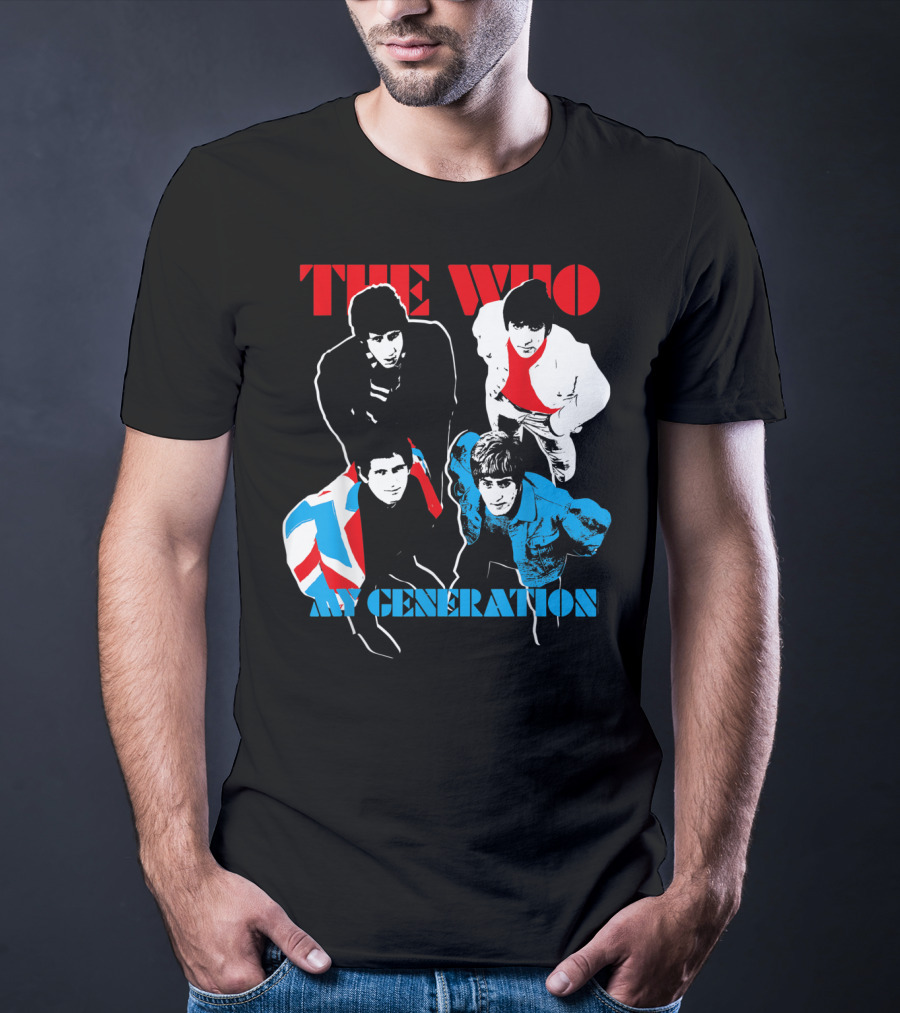 The Who My Generation Band Members With Union Jack Flag T-Shirt