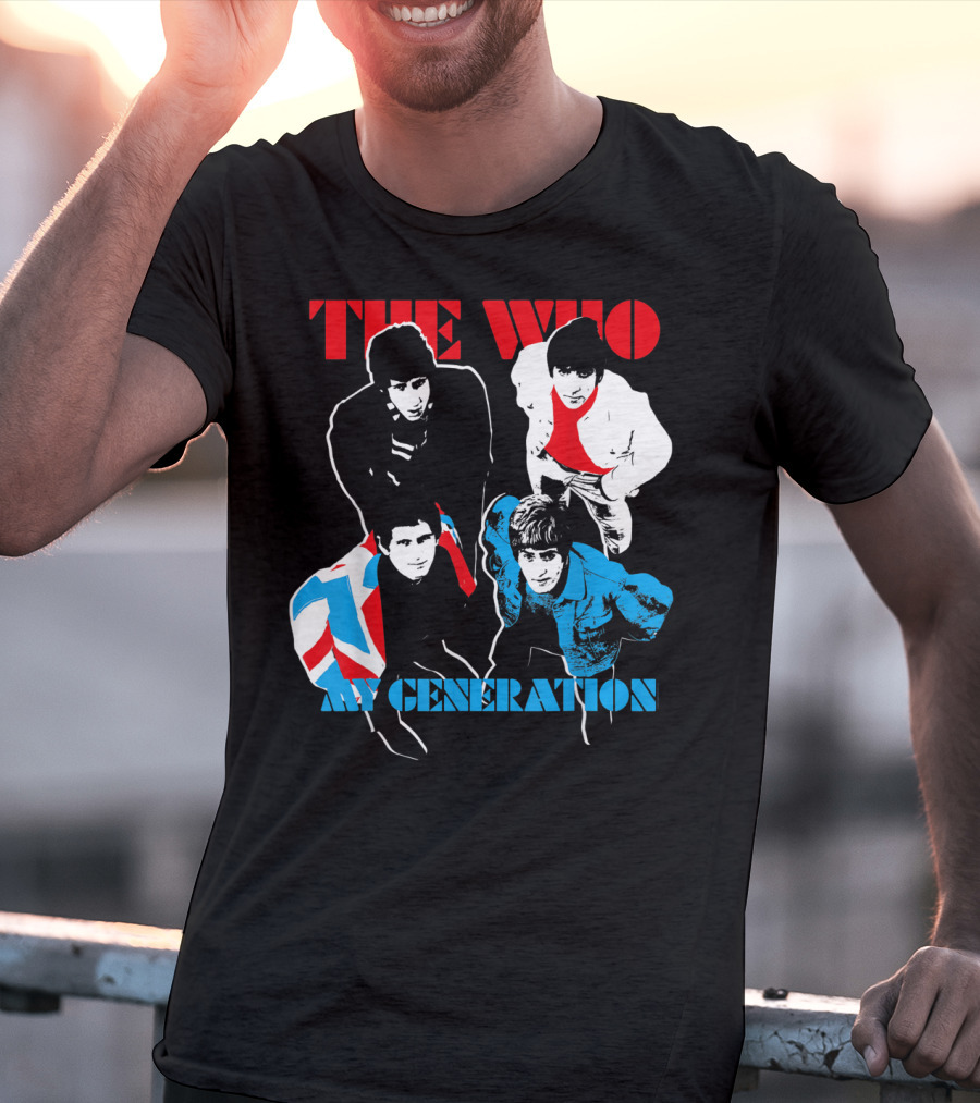 The Who My Generation Band Members With Union Jack Flag T-Shirt