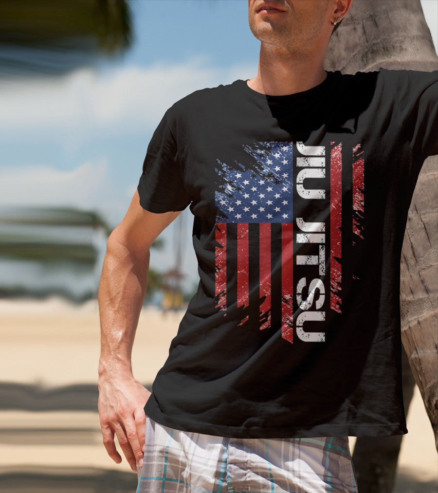 Vintage American USA Flag Jiu Jitsu T-Shirt