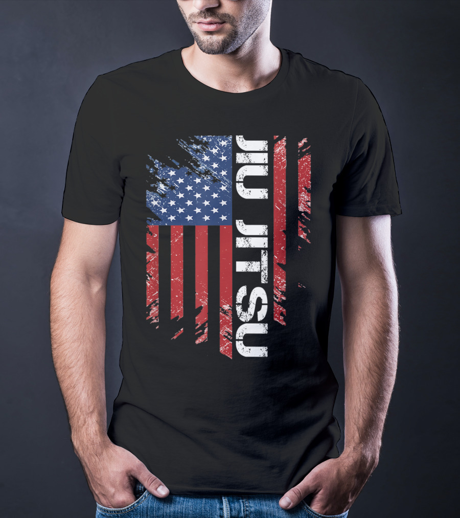 Vintage American USA Flag Jiu Jitsu T-Shirt