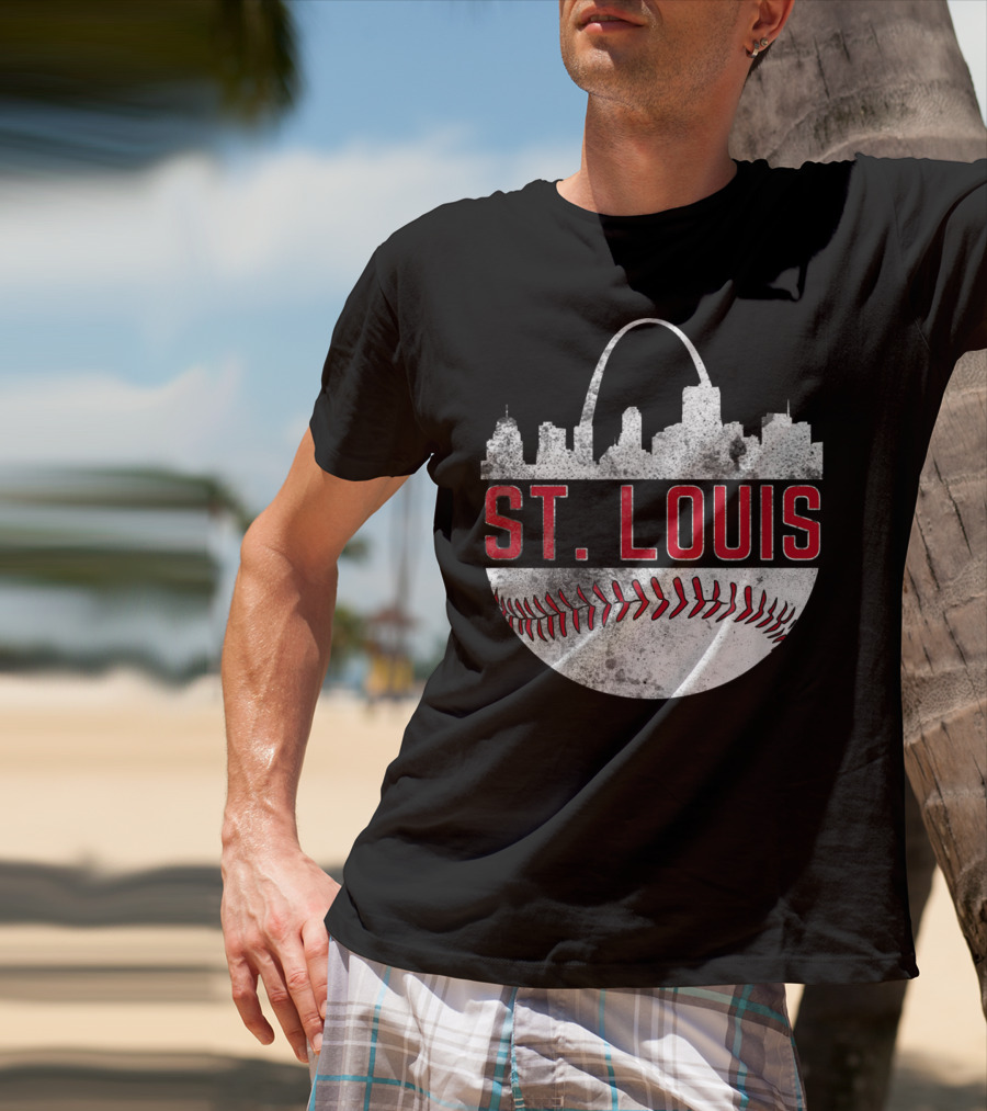 St. Louis Vintage Skyline Baseball Fan T-Shirt