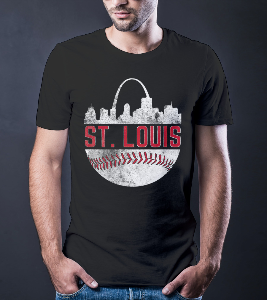 St. Louis Vintage Skyline Baseball Fan T-Shirt