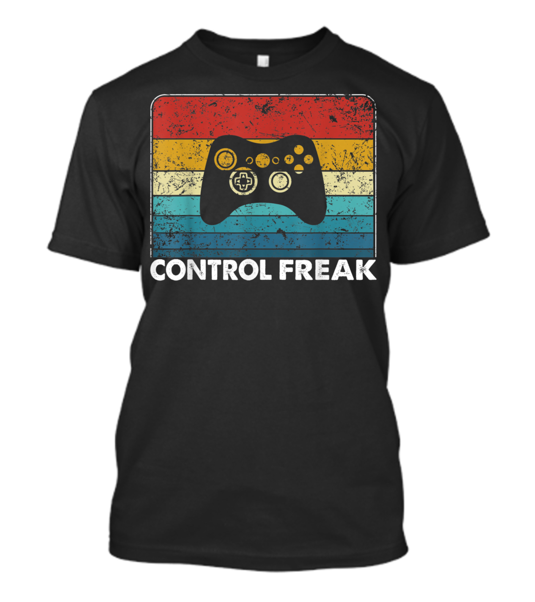 Control Freak Vintage Video Game Controller Retro Stripes T-Shirt