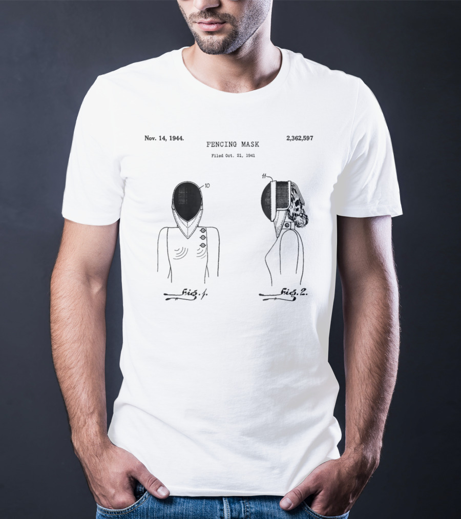 Nov 14 1944 Fencing Mask Patent Vintage Foil Sabre Epee Fencer T-Shirt