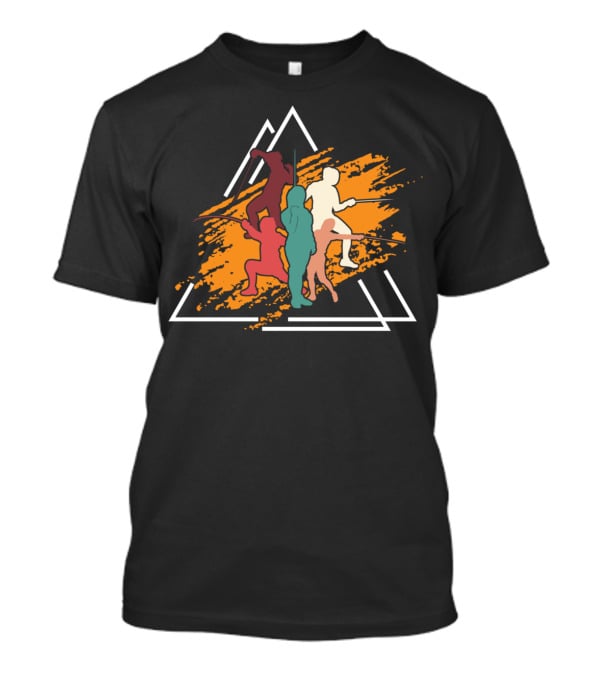 Vintage Fencing Sports Sword Fight Triangles Dynamic T-Shirt