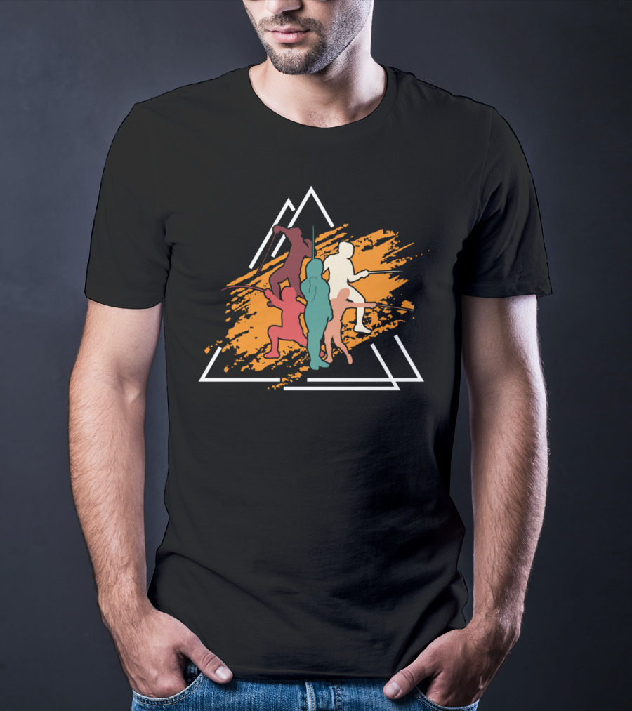 Vintage Fencing Sports Sword Fight Triangles Dynamic T-Shirt