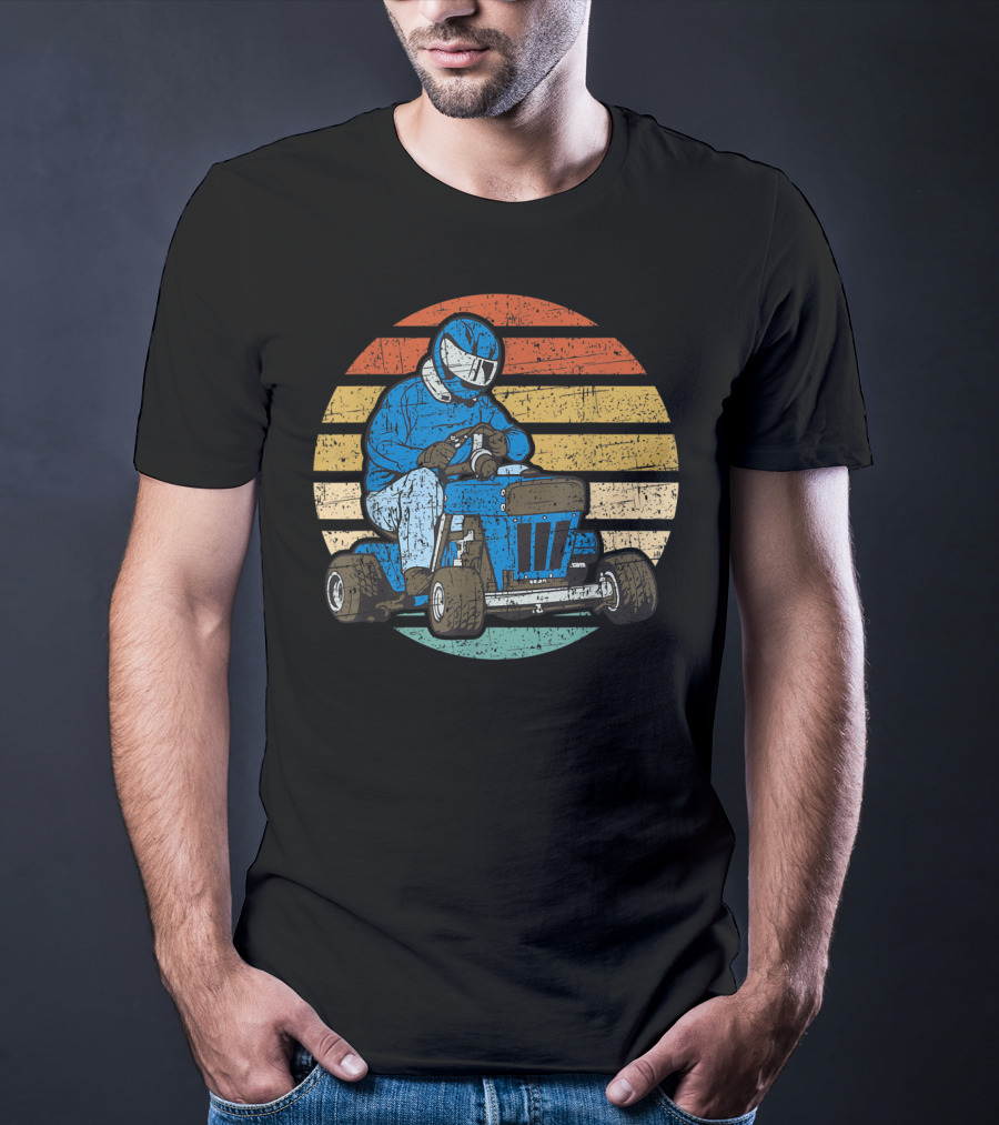 Retro Vintage Lawn Mower Racing Stripes T-Shirt