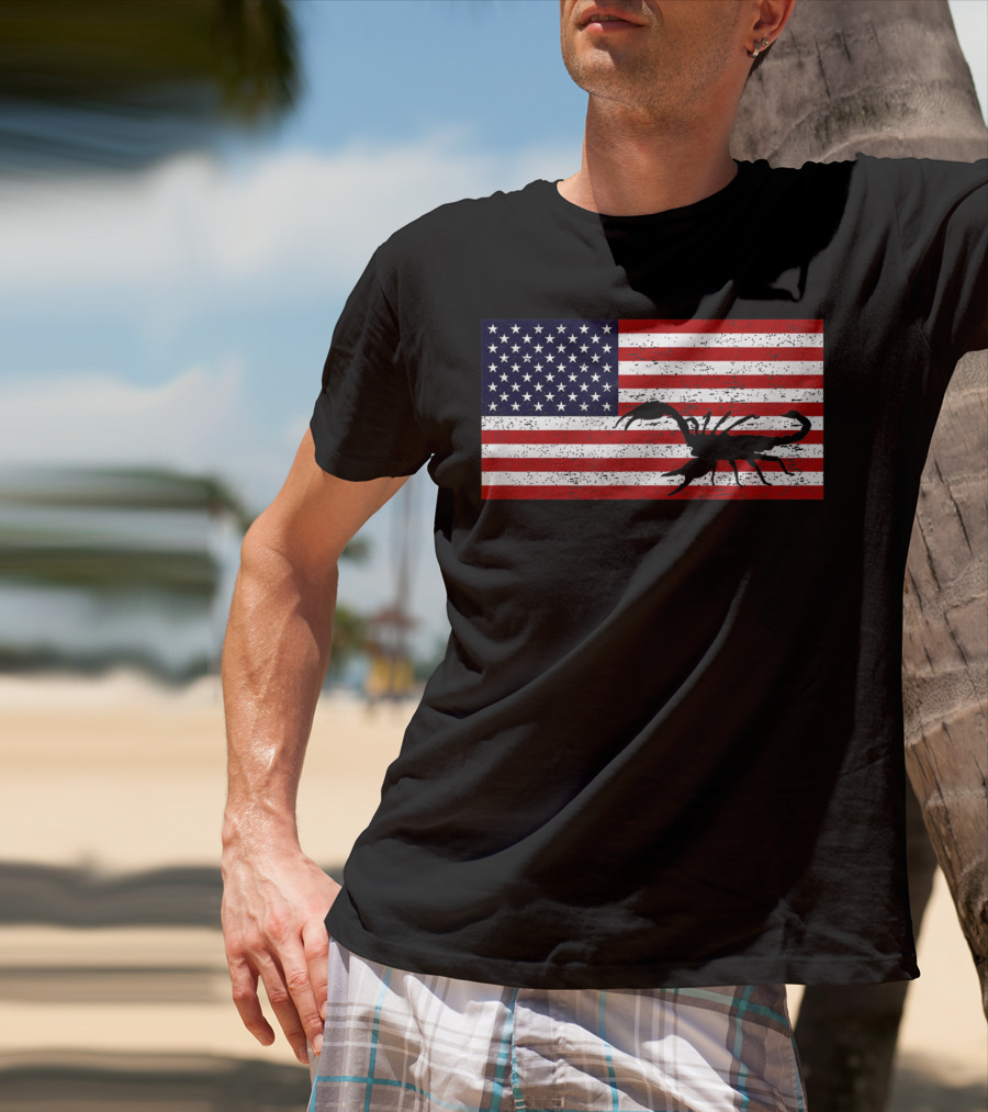 Vintage Distressed American Flag Scorpion T-Shirt