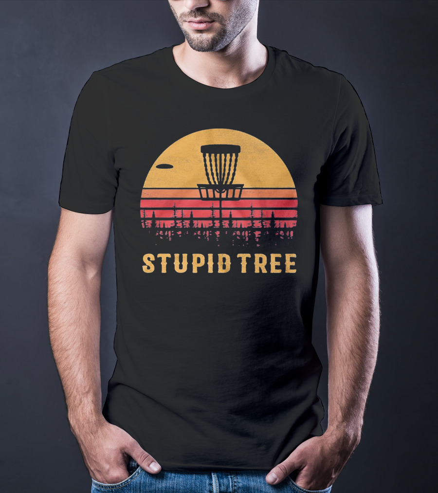 Stupid Tree Disc Golf Vintage Sunset Frisbee T-Shirt