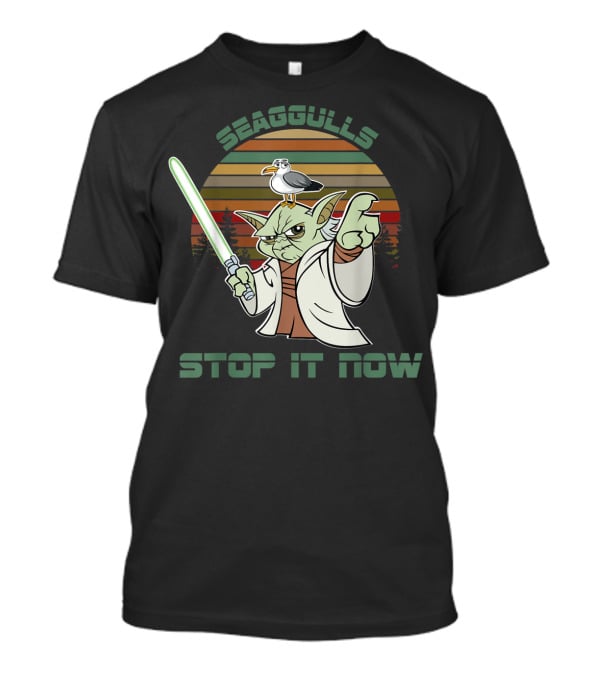 Seagulls Stop It Now Lightsaber Yoda Vintage Sunset T-Shirt