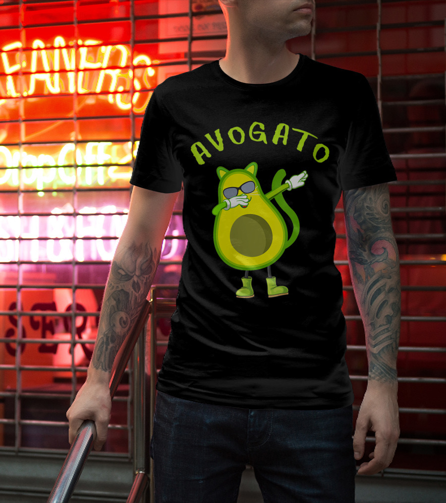 Avogato Cool Avocado Cat Dabbing T-Shirt