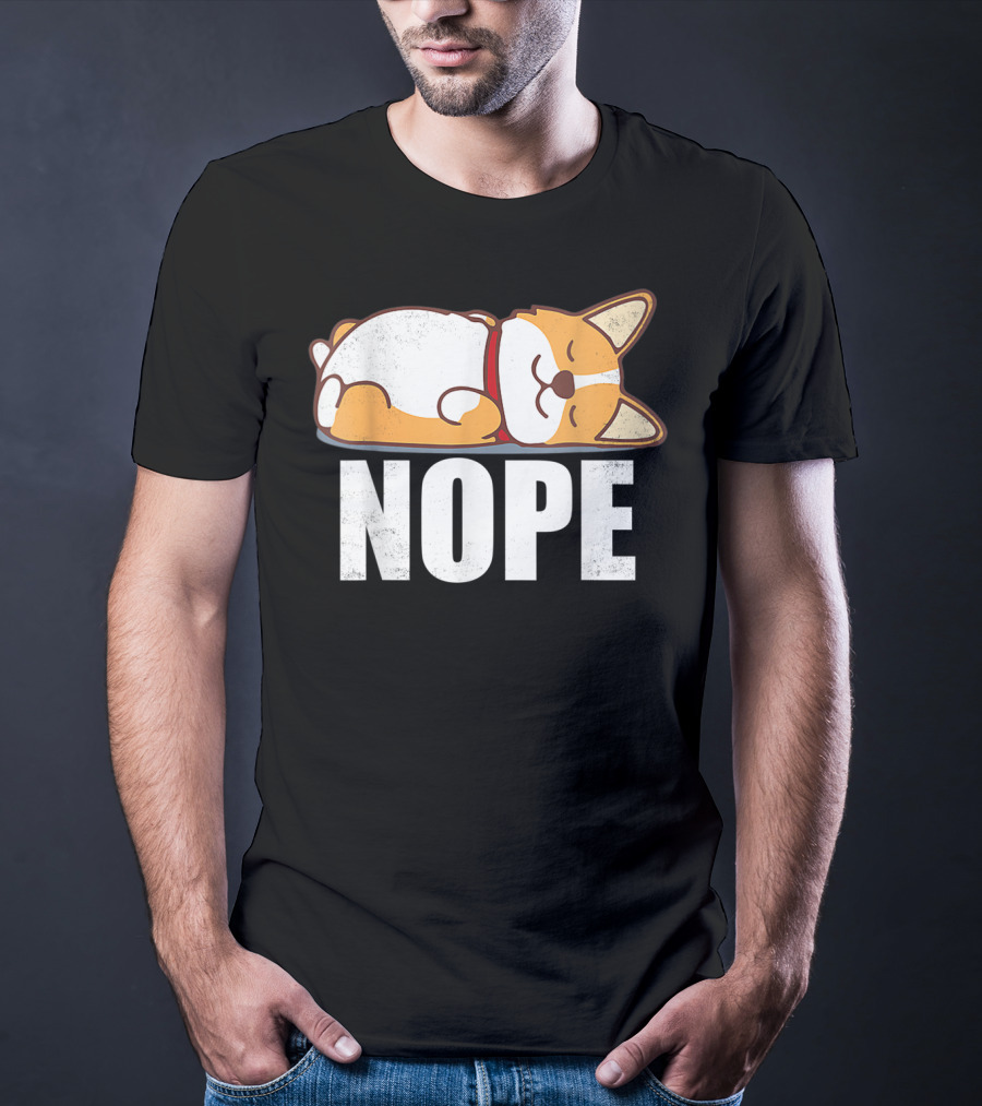 Cute Corgi Nope Vintage Funny Lazy T-Shirt