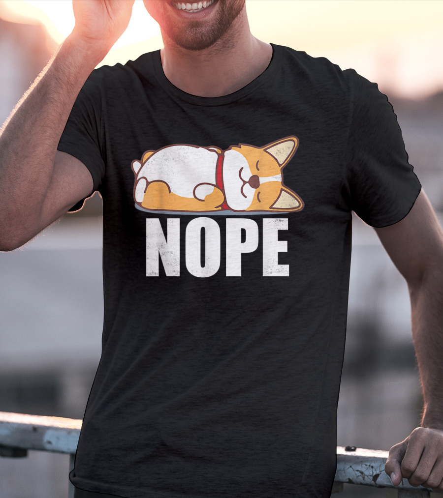 Cute Corgi Nope Vintage Funny Lazy T-Shirt