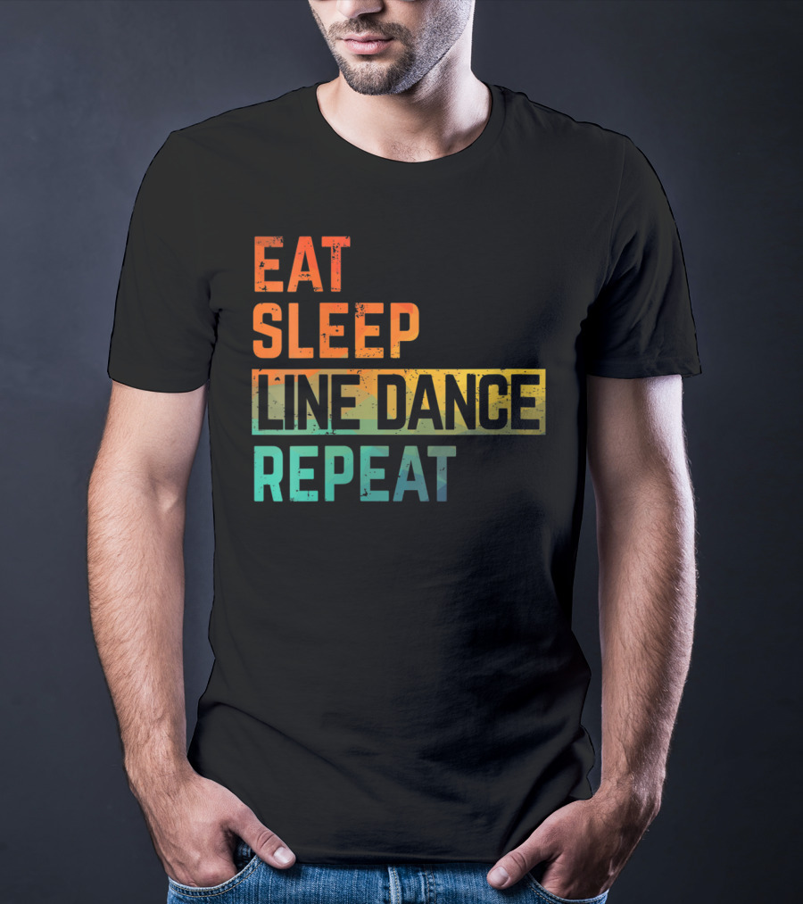 Eat Sleep Line Dance Repeat Watercolor T-Shirt