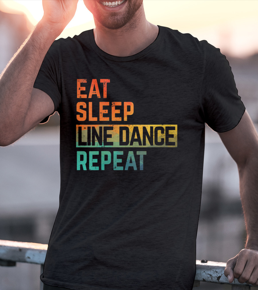 Eat Sleep Line Dance Repeat Watercolor T-Shirt
