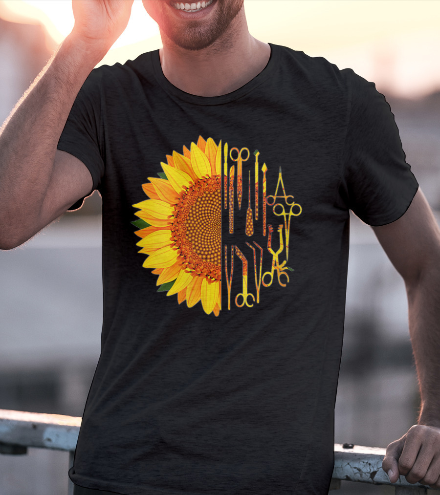 Scrub Tech Surgeon Surgical Instruments Sunflower Hybrid T-Shirt