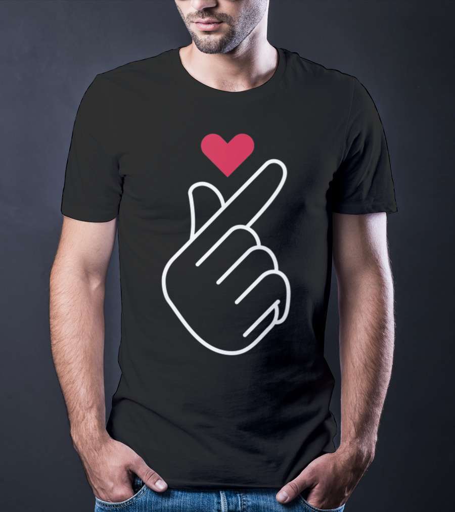 South Korea Finger Heart Gesture With Red Iconic T-Shirt