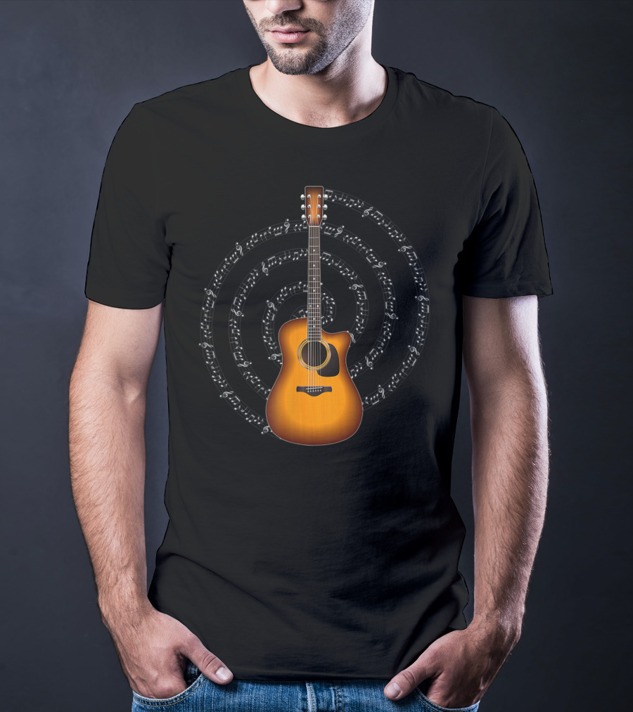 Acoustic Guitar With Spiral Sheet Music T-Shirt