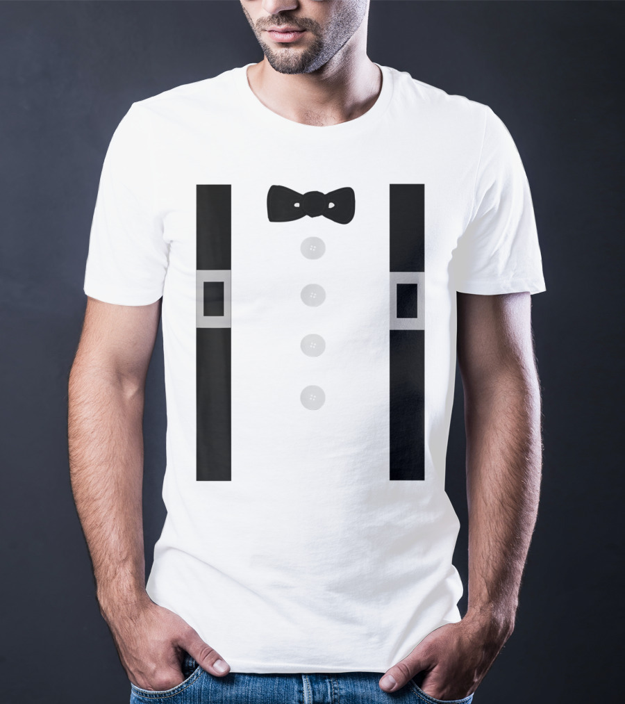 Amish Costume Bow Tie Suspenders Button T-Shirt