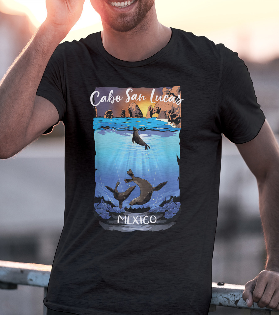 Cabo San Lucas Mexico Seals Ocean Rocks T-Shirt