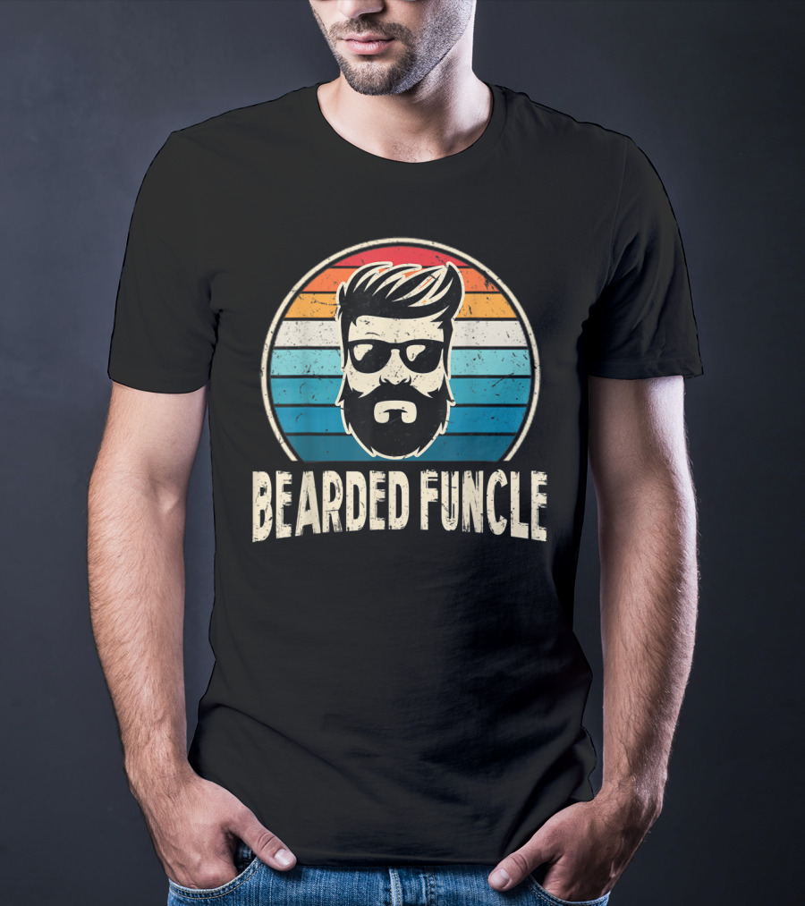 Bearded Funcle Retro Vintage Style Funny Cool Fun Uncle Birthday T-Shirt