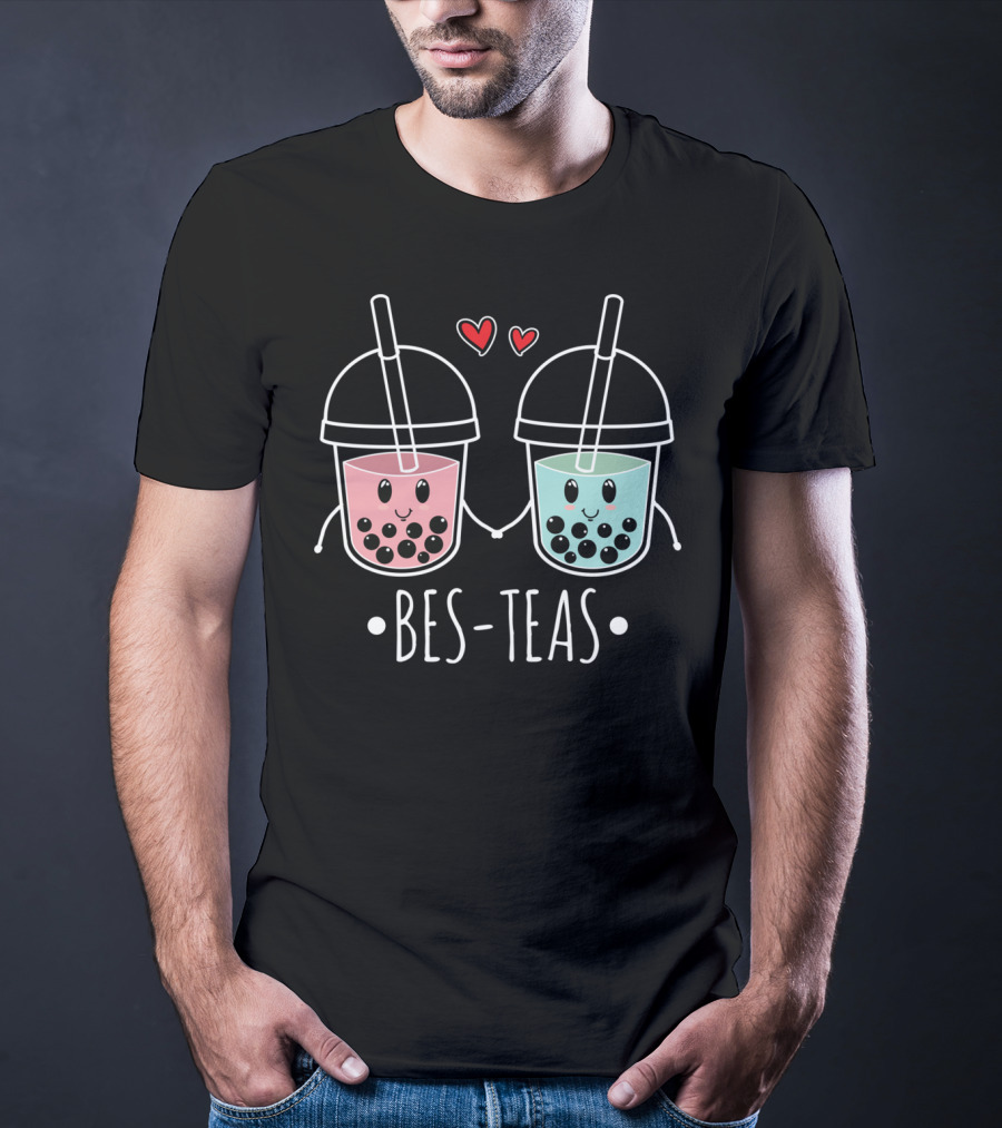 Besteas Bubble Tea Cute Boba Milk Lover With Hearts T-Shirt