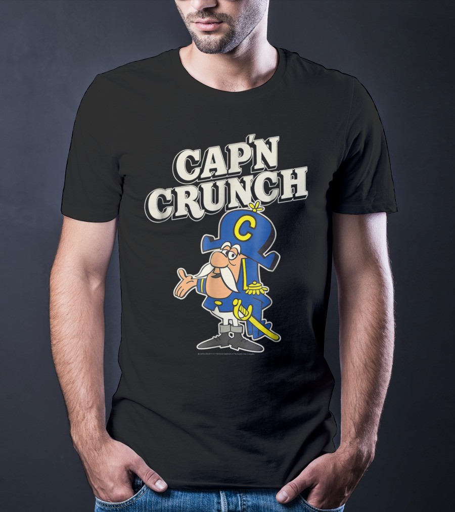 Cap'n Crunch Cap'n Blue Hat Yellow Accents Classic Cereal Character T-Shirt