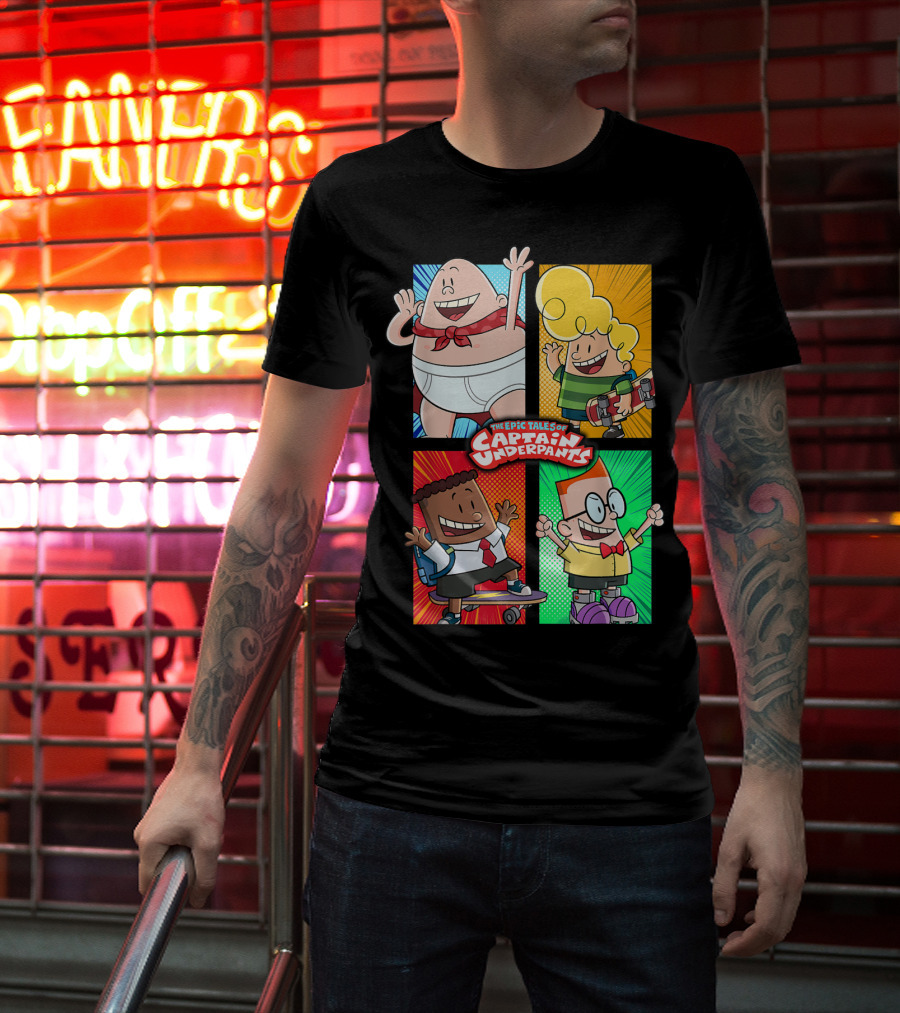 The Epic Tales Of Captain Underpants Cartoon Characters Quartet T-Shirt