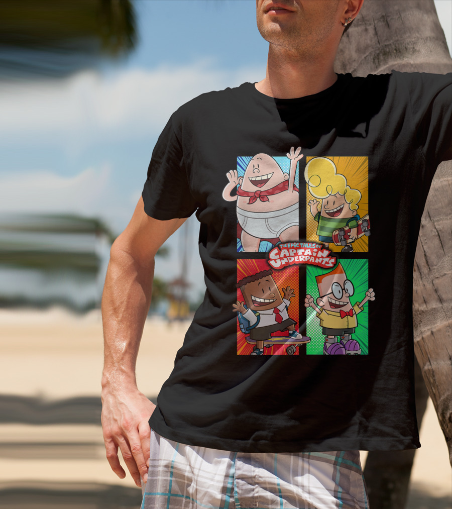 The Epic Tales Of Captain Underpants Cartoon Characters Quartet T-Shirt
