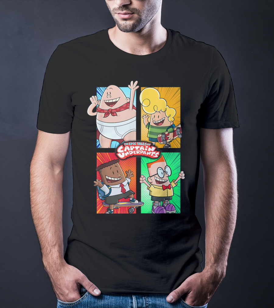 The Epic Tales Of Captain Underpants Cartoon Characters Quartet T-Shirt
