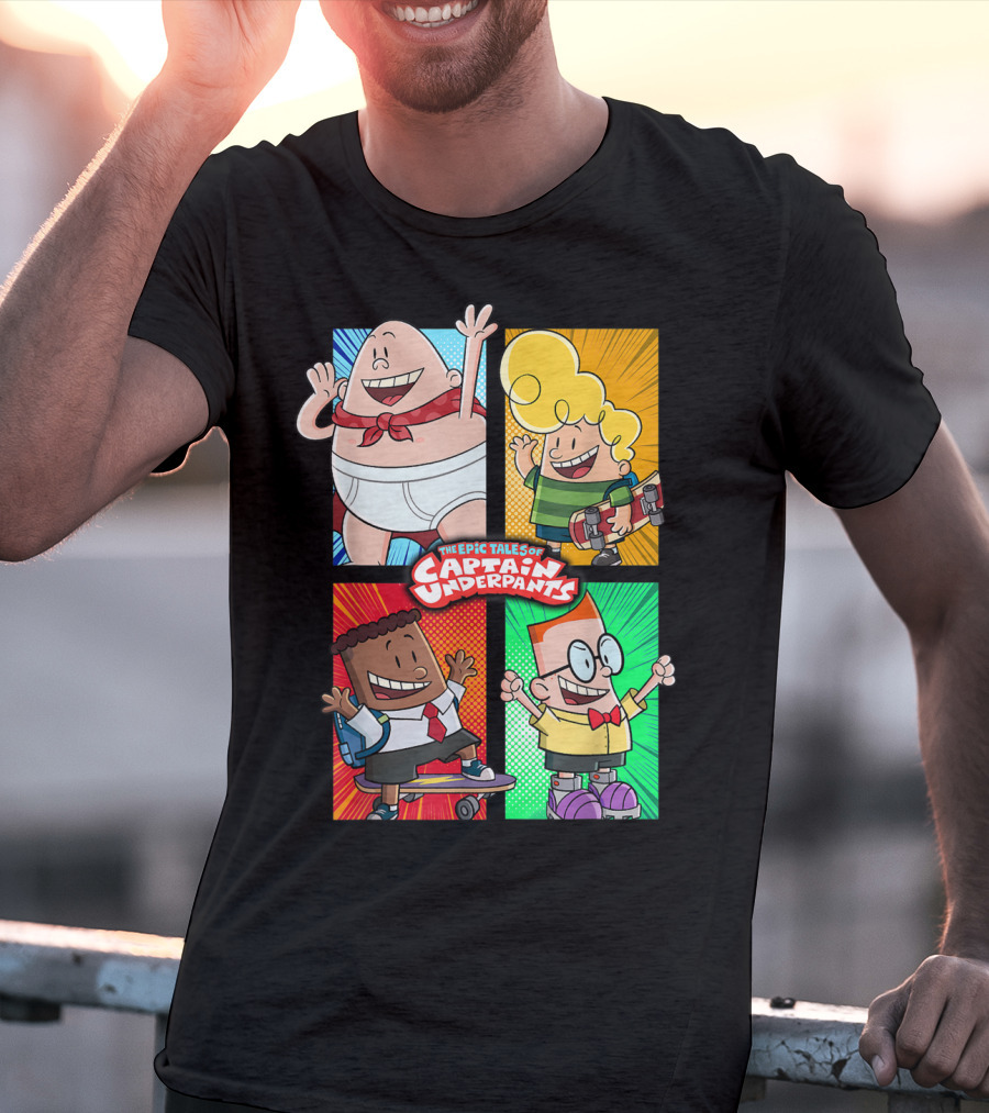 The Epic Tales Of Captain Underpants Cartoon Characters Quartet T-Shirt