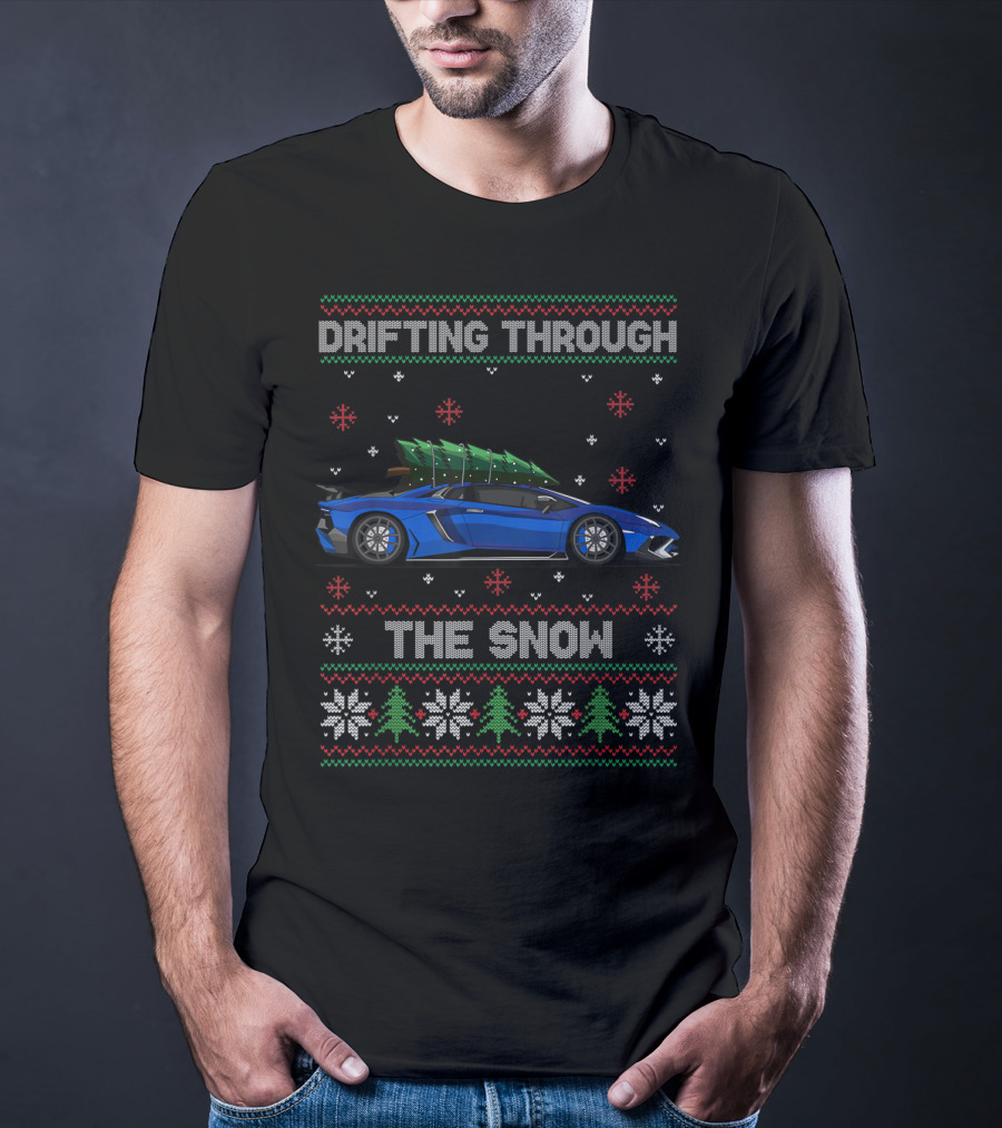 Drifting Through The Snow Christmas Tree On Tuning Car T-Shirt