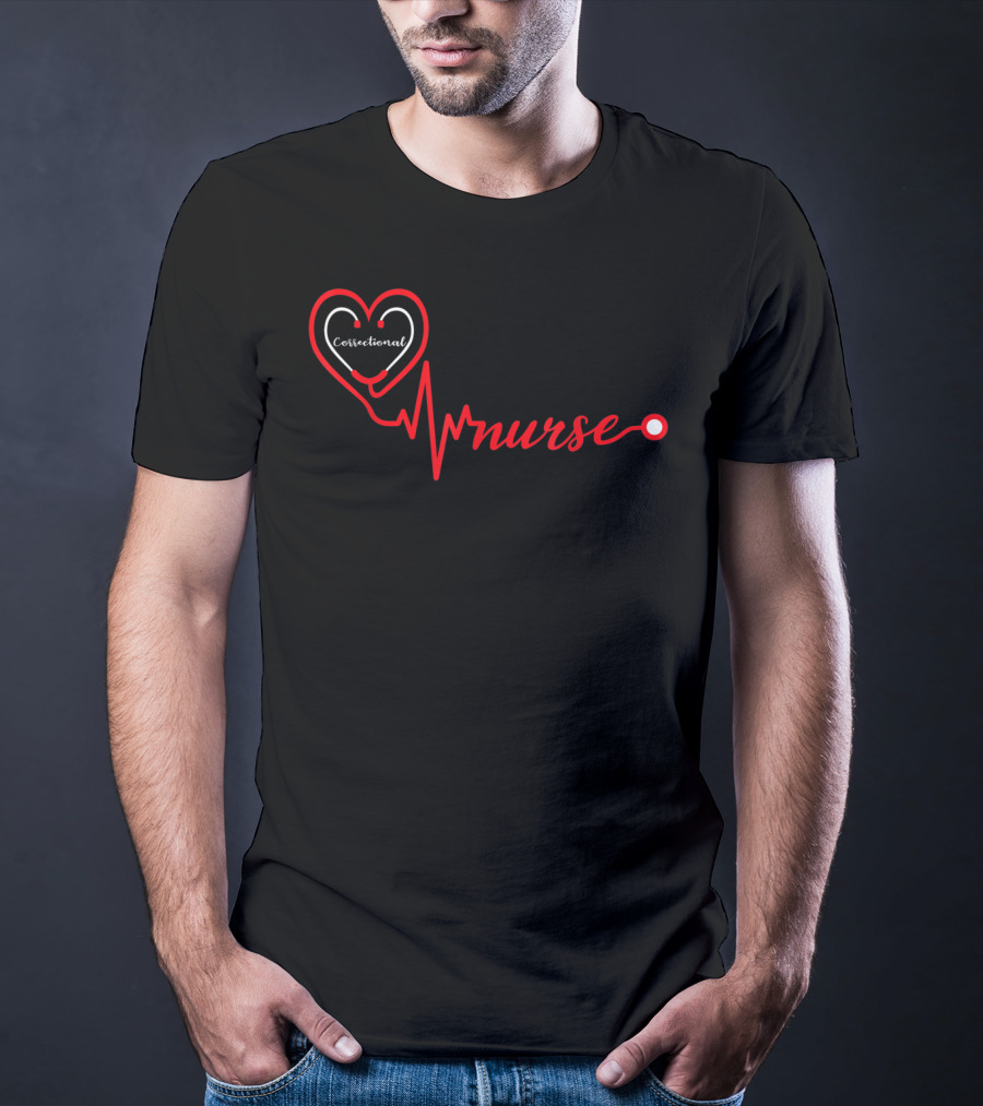 Correctional Nurse Heartbeat Valentine T-Shirt