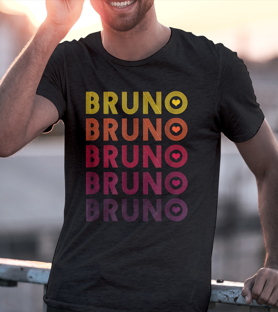 Bruno Lover Heart Gradient Retro T-Shirt