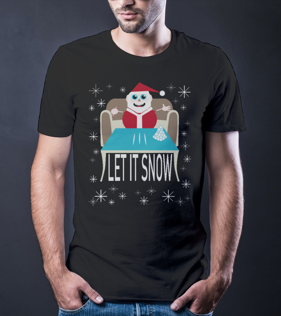 Santa With Snowballs Let It Snow Party Cute Funny T-Shirt
