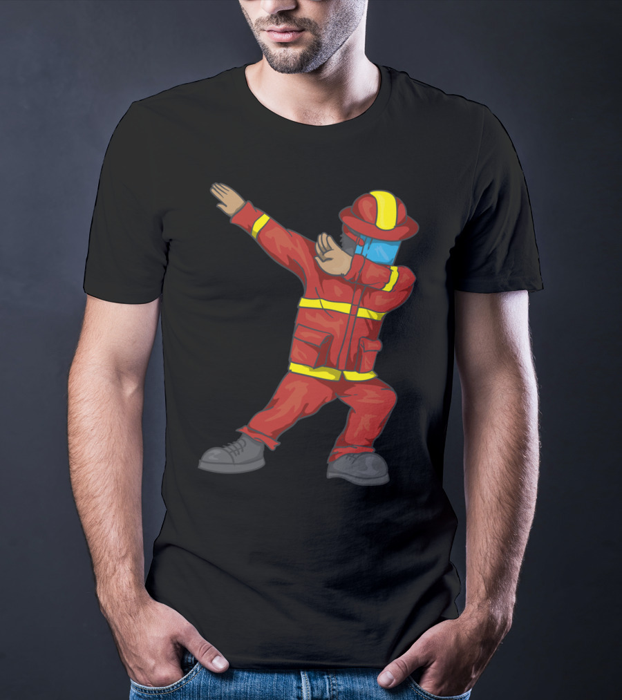 Dabbing Firefighter Cute Dancing Firefighter Red T-Shirt
