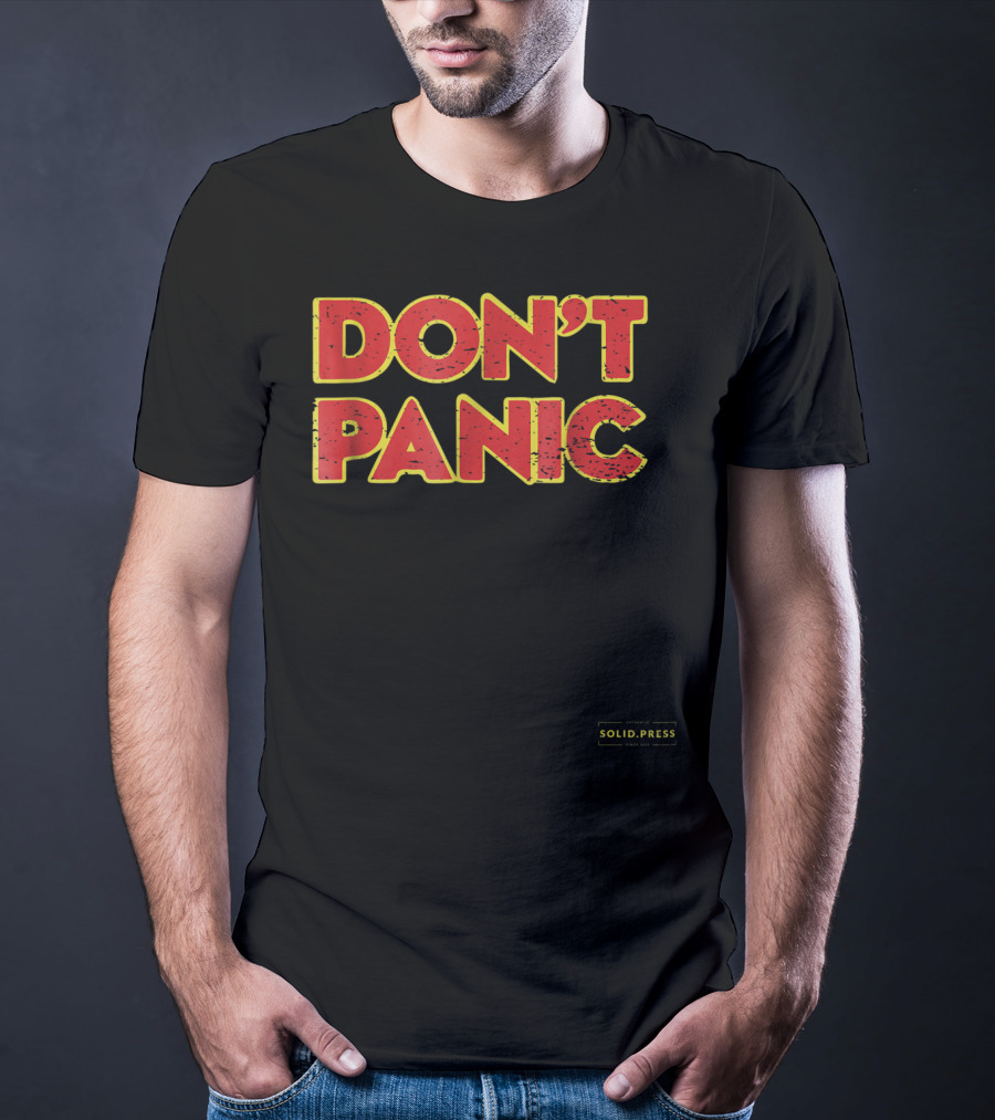 Don't Panic Solid Press Hitchhiker's Guide Inspired T-Shirt