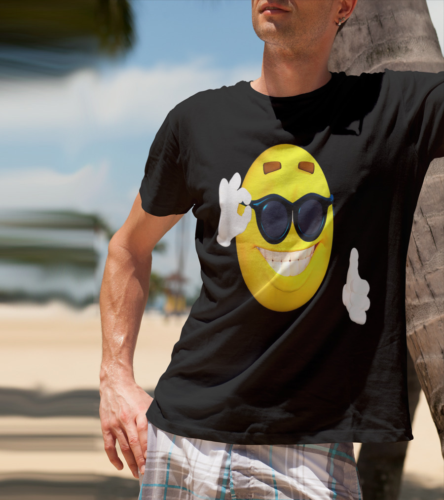 Emoji Thumbs Up Shades Happy Face Yellow Okay Sign T-Shirt