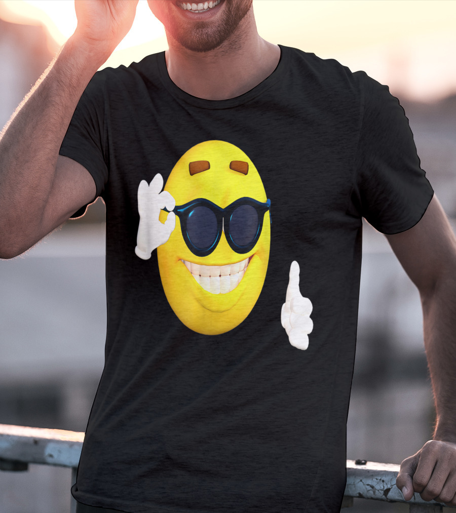 Emoji Thumbs Up Shades Happy Face Yellow Okay Sign T-Shirt