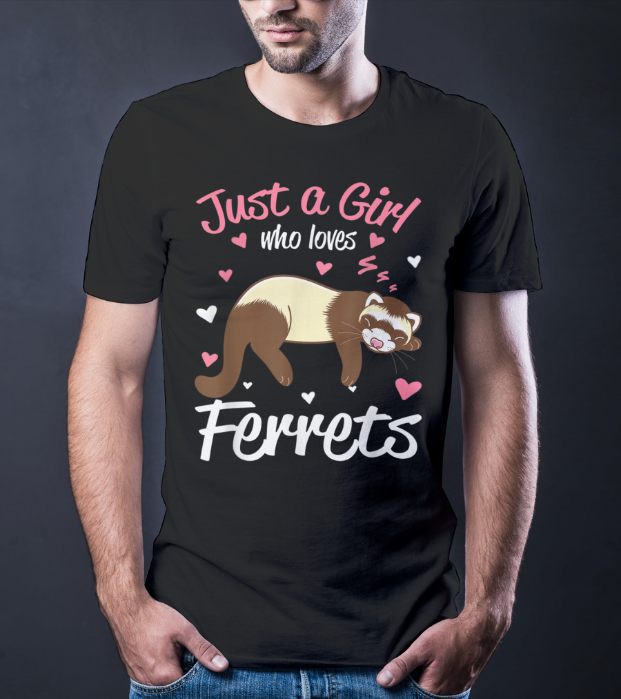 Just A Girl Who Loves Ferrets With Heart Accents T-Shirt